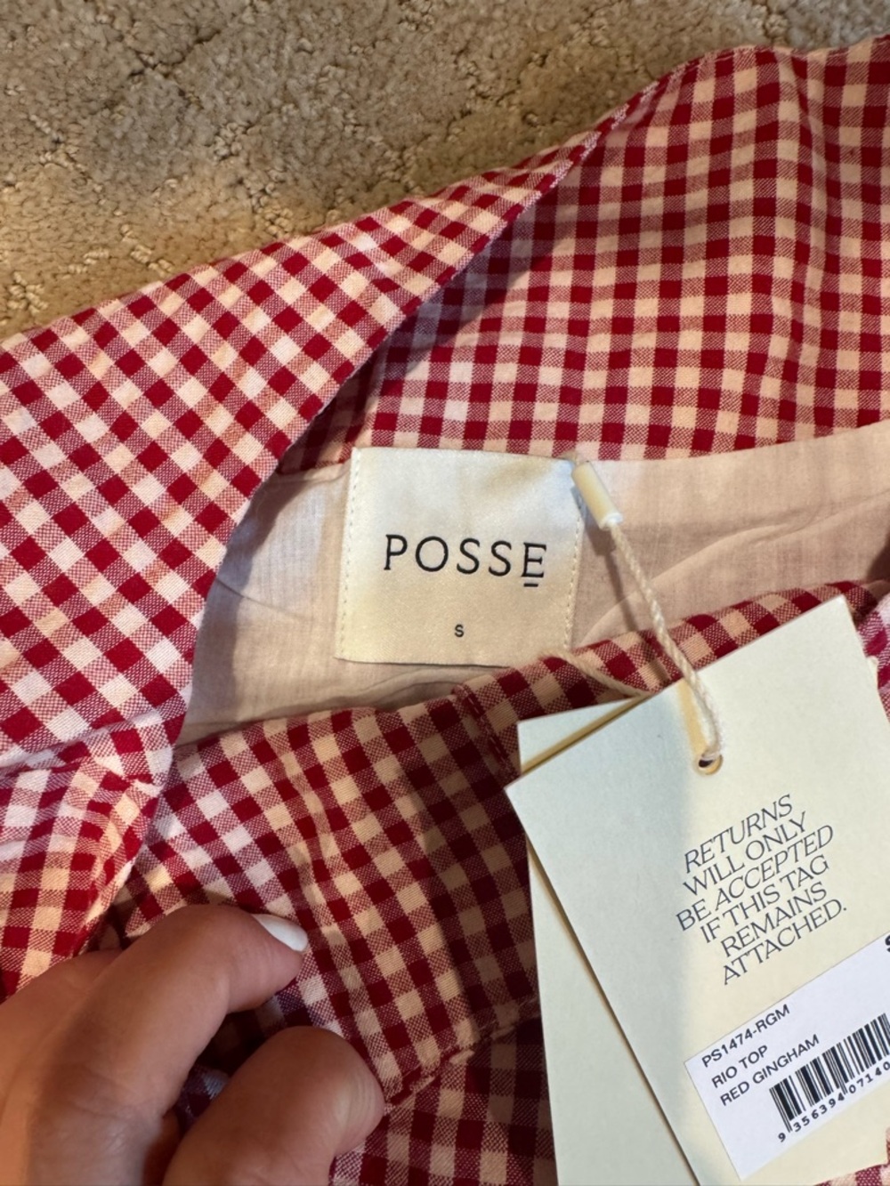 Posse Red and White Gingham Crop top and shorts set ( read description) - Picture 2 of 6